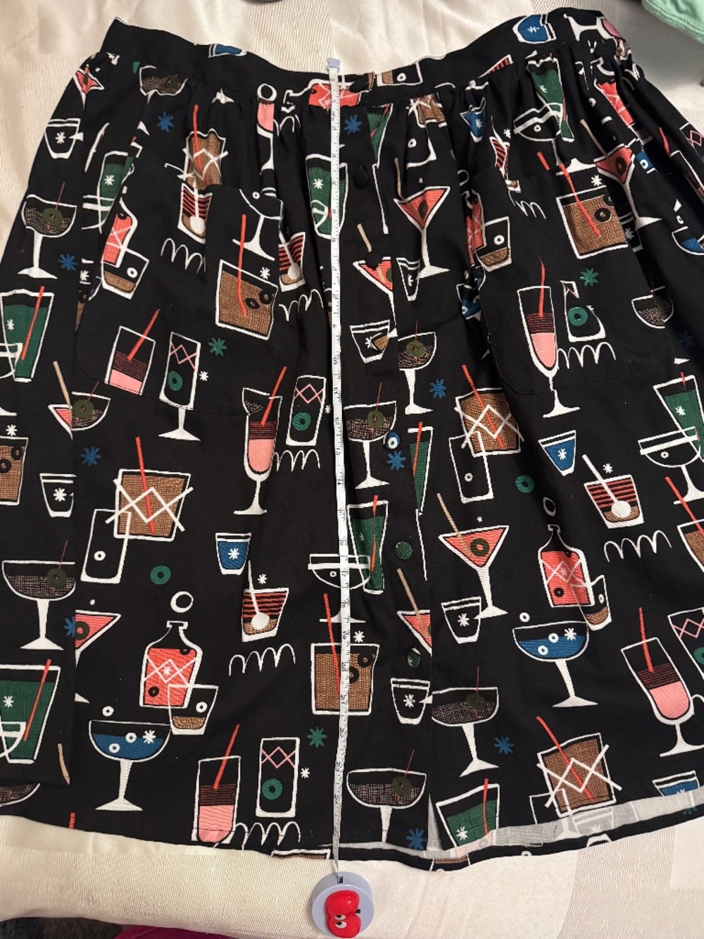 Lindy Bop - A-Line Button-Up Skirt with Cocktail Print (U.S. Size 16/UK Size 20) - Picture 8 of 8